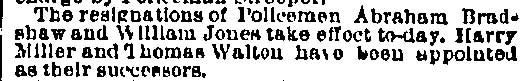 Philadelphia Inquirer, July 1, 1886 — Walton appointed policeman