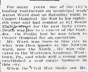 Aaron Ward obituary article, continued