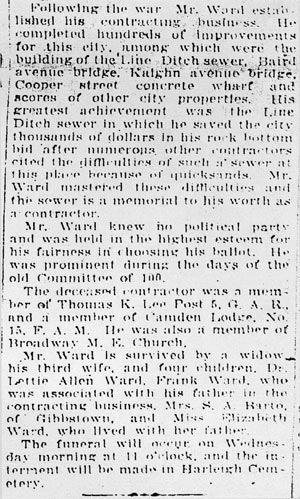 Aaron Ward obituary article, continued