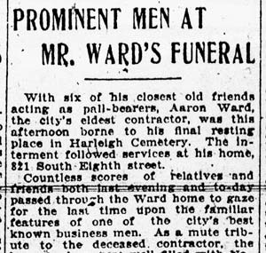 Newspaper clipping: Prominent Men at Mr. Ward's Funeral
