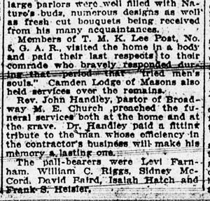 Newspaper clipping: Ward funeral continued