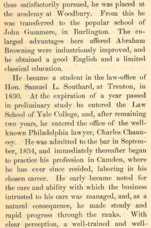 Biography of Abraham Browning, continued