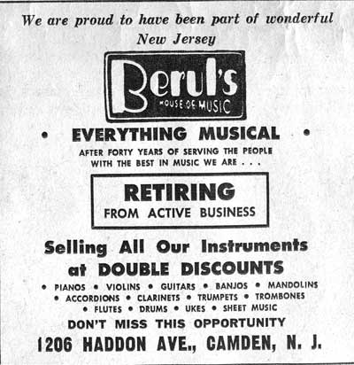 Albert Berul retirement sale, Camden Courier-Post, May 19, 1964