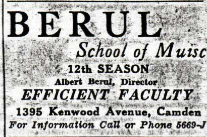 Albert Berul, Camden music instructor