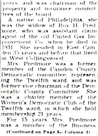 Alice K. Predmore obituary, Camden Courier-Post, July 12, 1951, part 2