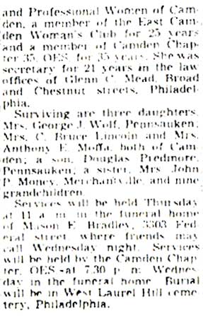 Alice K. Predmore obituary, Camden Courier-Post, July 12, 1951, part 3
