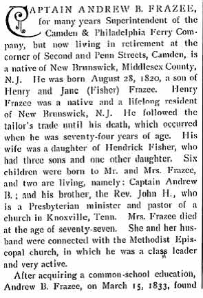 Andrew Blair Frazee biographical sketch, page 1