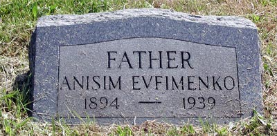 Anisim Evfimenko gravestone at New Camden Cemetery
