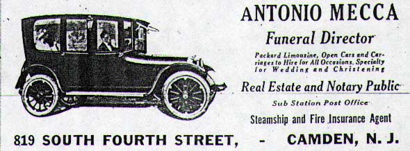 Antonio Mecca entry in the Camden City Directory, 1917