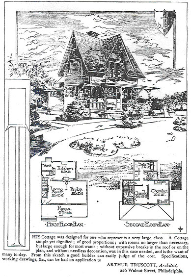 Arthur Truscott architectural drawing published in Godey's Lady's Book, 1886