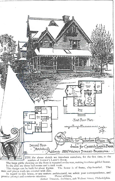 Arthur Truscott architectural drawing published in Godey's Lady's Book, 1886