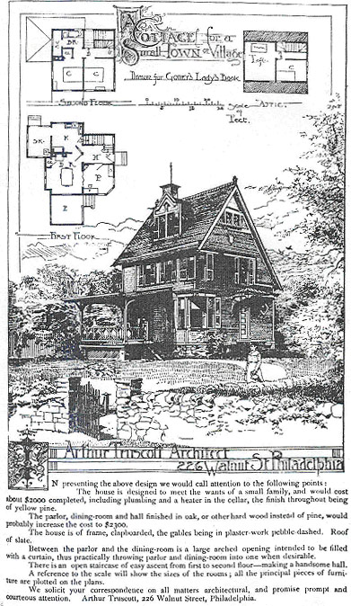 Arthur Truscott architectural drawing published in Godey's Lady's Book, 1886