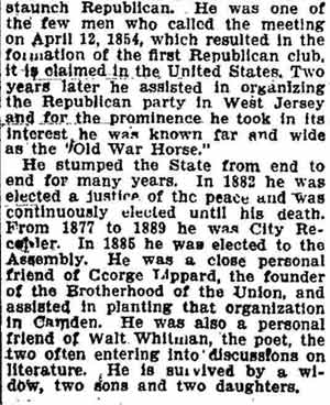 Trenton Times, December 16, 1905 — Benjamin Braker obituary, page 2