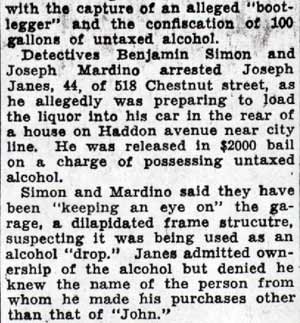 Arrest of Joseph Janes, August 26, 1936