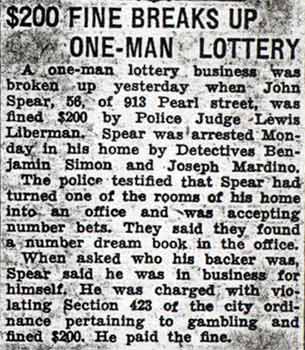 $200 Fine Breaks Up One-Man Lottery, August 26, 1936
