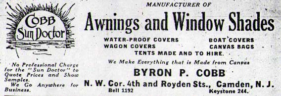 Byron P. Cobb Sr. in the 1917 Camden City Directory