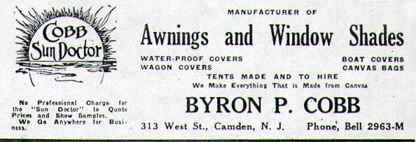 Byron P. Cobb Sr. in the 1922 Camden City Directory