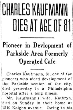 First column of Charles Kaufmann obituary
