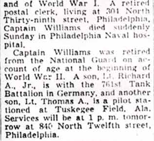 Obituary notice for Captain Richard Williams, part 2