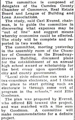 Committee Studies Tax Rate article, October 1936, second column