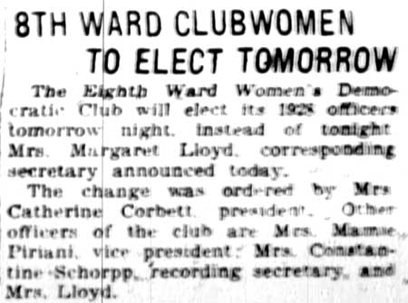 8th Ward Women's Democratic Club, January 30, 1928
