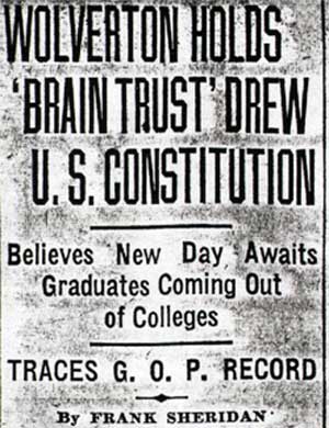 Wolverton Holds ‘Brain Trust’ Drew U. S. Constitution - Camden Courier-Post, October 6, 1936