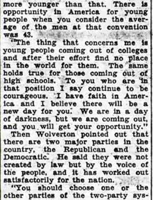 Wolverton Holds ‘Brain Trust’ Drew U. S. Constitution - Camden Courier-Post, October 6, 1936