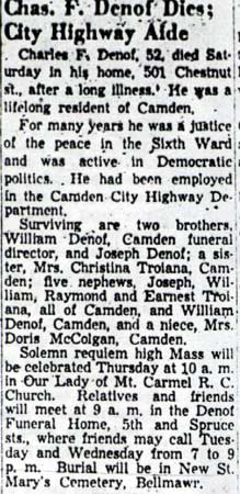 Obituary for Charles F. Denof