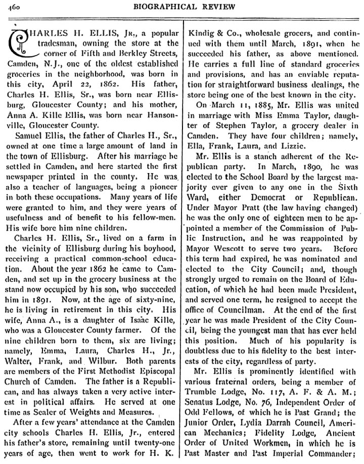 Biographical Review, Camden County, 1897 — Charles H. Ellis Jr.