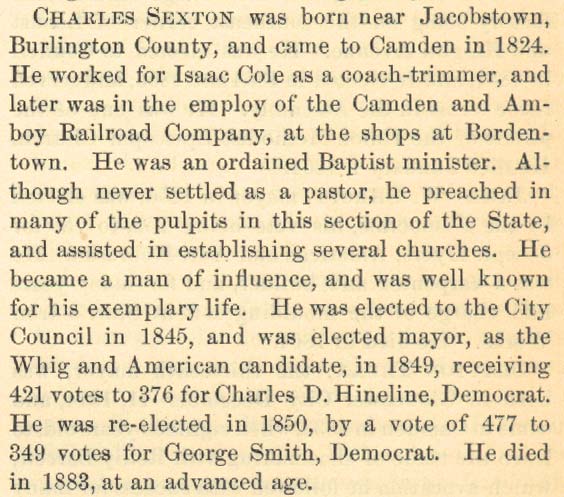 Charles Sexton biography from 1886 history book