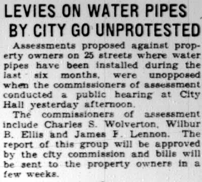 Camden Courier-Post, February 21, 1928 — Levies on Water Pipes by City Go Unprotested