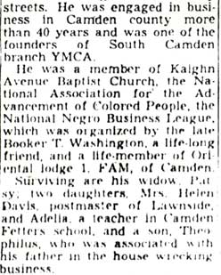Camden Courier-Post obituary for Charles W. Moore, January 16, 1950, part 2