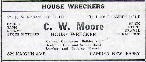 C.W. Moore advertisement from the 1926 Camden City Directory