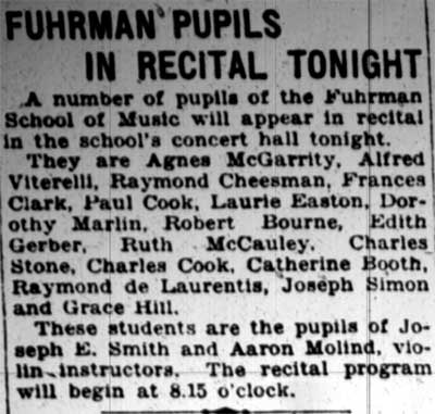 Camden Courier-Post, January 27, 1928 — Fuhrman Pupils in Recital Tonight