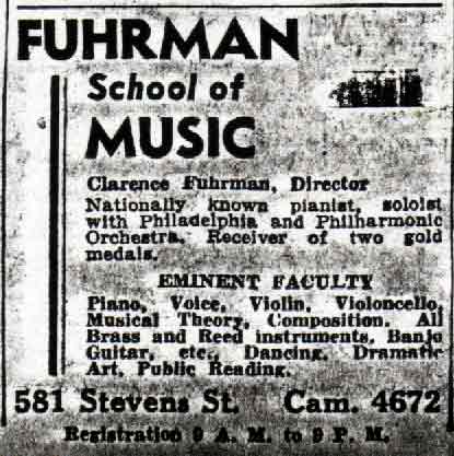 Fuhrman School of Music advertisement, October 2, 1936