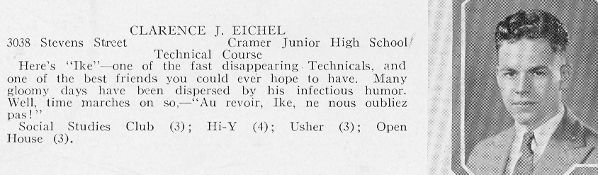 Clarence J. Eichel, Camden High School 1932 Purple and Gold Yearbook
