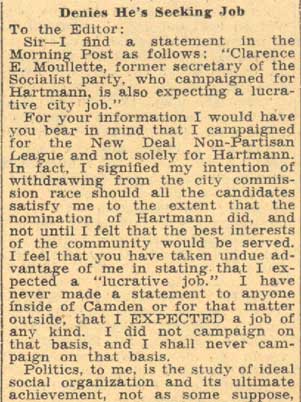 Newspaper clipping from Camden Courier-Post, August 1, 1935, page 1