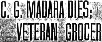 Newspaper headline about Clement Madara's death