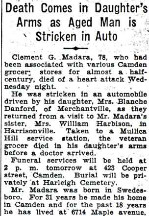 Obituary for Clement Madara, part 1