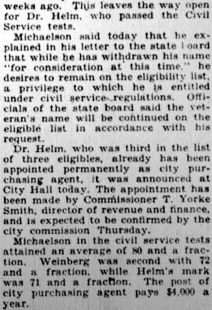 Camden Courier-Post, January 9, 1928 — War Vet Withdraws for Purchasing Job, part 3