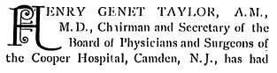 Biographical Review 1897 — Dr. Henry Genet Taylor, page 1