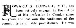 Biographical Review 1897 entry for Dr. Howard G. Bonwill, page 1