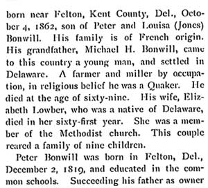 Biographical Review 1897 entry for Dr. Howard G. Bonwill, page 2