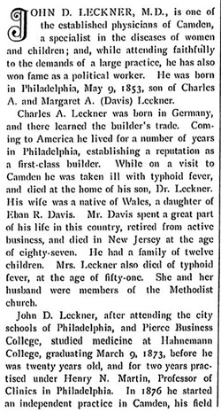 Biographical Review of New Jersey, 1897 — John D. Leckner, page 1