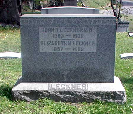 Harleigh Cemetery — Dr. John D. Leckner grave, 2004