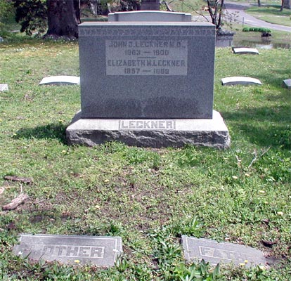 Harleigh Cemetery — Dr. John D. Leckner grave marker detail, 2004