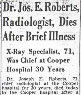 Camden Courier-Post, June 4, 1950 — Dr. Jos. E. Roberts obituary, page 1