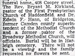 Camden Courier-Post, June 4, 1950 — Dr. Jos. E. Roberts obituary, page 6