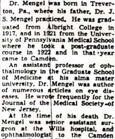 Dr. Mengel obituary, part 5
