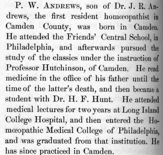 Portrait of Dr. Purnell W. Andrews from 1885 history